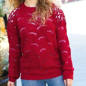 ~NEW~ Bibi Long Sleeve Wine Knit Sweater - Medium